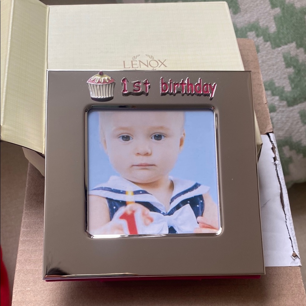Lenox Silver Frame with Pink '1st Birthday' Design